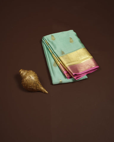 Aqua green Mysore silk saree - PattuCheeralu