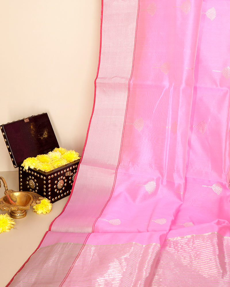 Light Pink Chanderi Silk Saree - PattuCheeralu