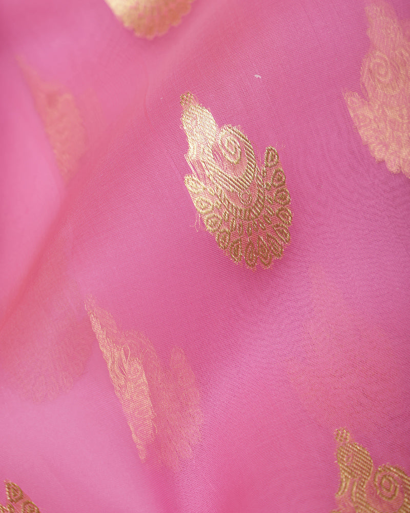 Flamingo Pink Chanderi Silk Saree - PattuCheeralu