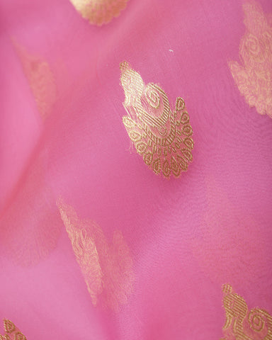 Flamingo Pink Chanderi Silk Saree - PattuCheeralu