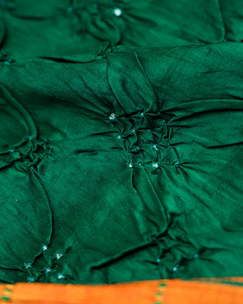 Green paithani bandhani silk saree - PattuCheeralu
