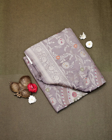 Grey katan banarasi silk saree - PattuCheeralu