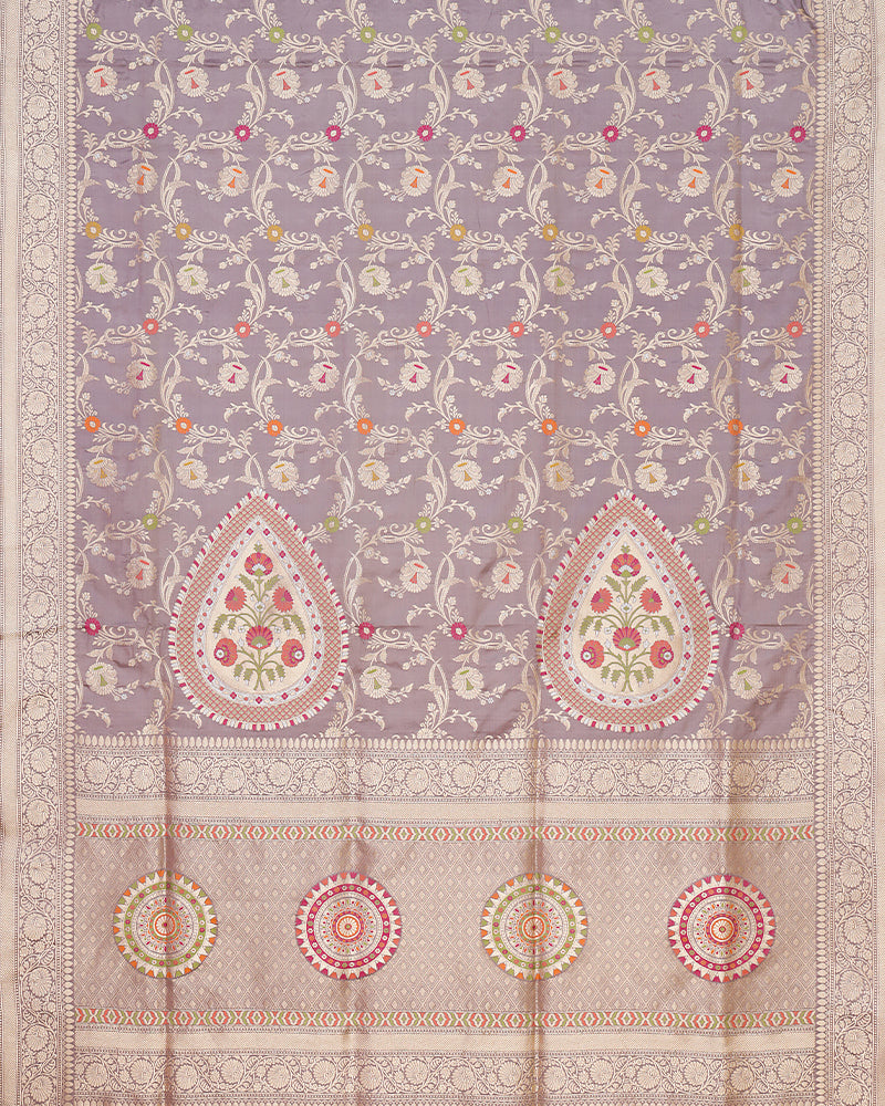 Grey katan banarasi silk saree - PattuCheeralu