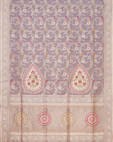 Grey katan banarasi silk saree - PattuCheeralu