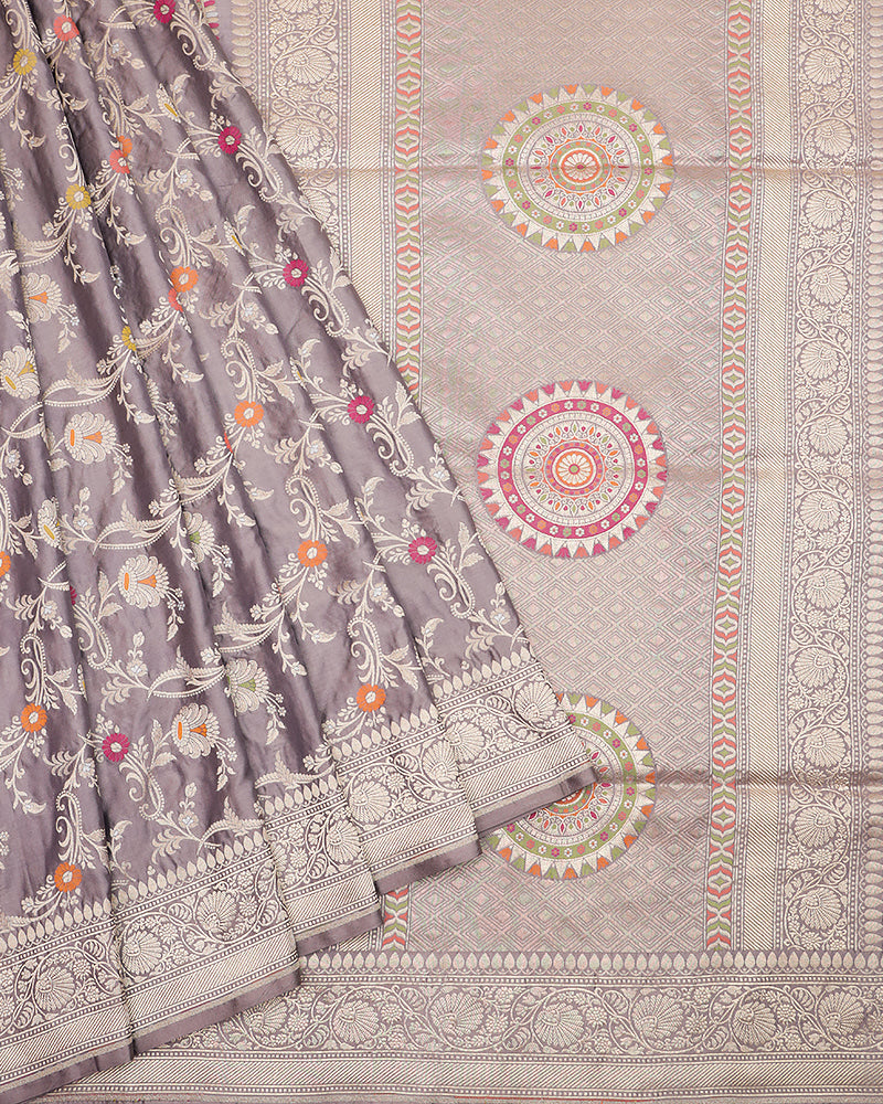 Grey katan banarasi silk saree - PattuCheeralu