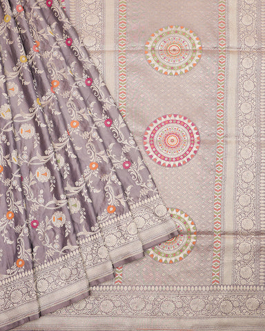 Grey katan banarasi silk saree - PattuCheeralu
