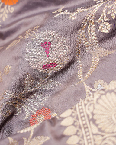 Grey katan banarasi silk saree - PattuCheeralu