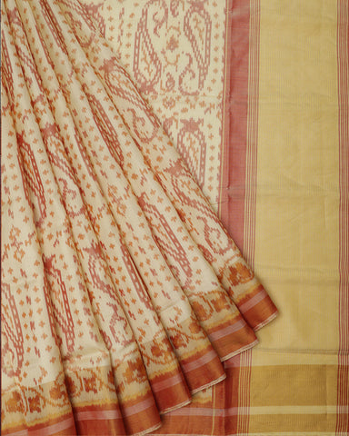 Cream Ikkat Silk - PattuCheeralu