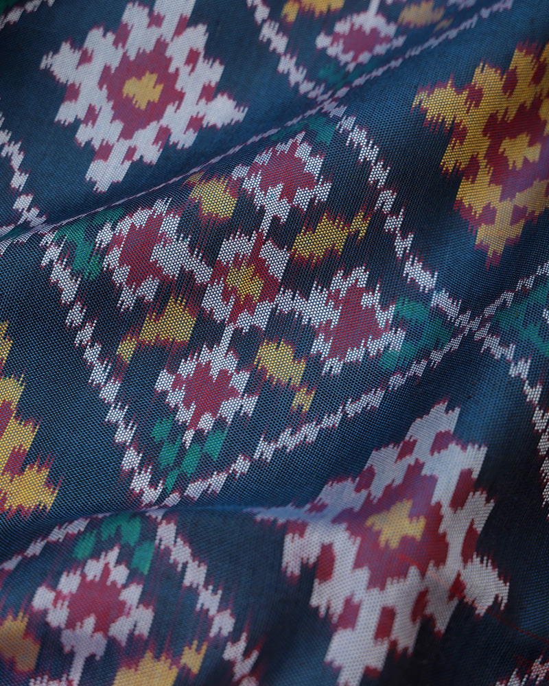 Blue Ikkat Silk - PattuCheeralu