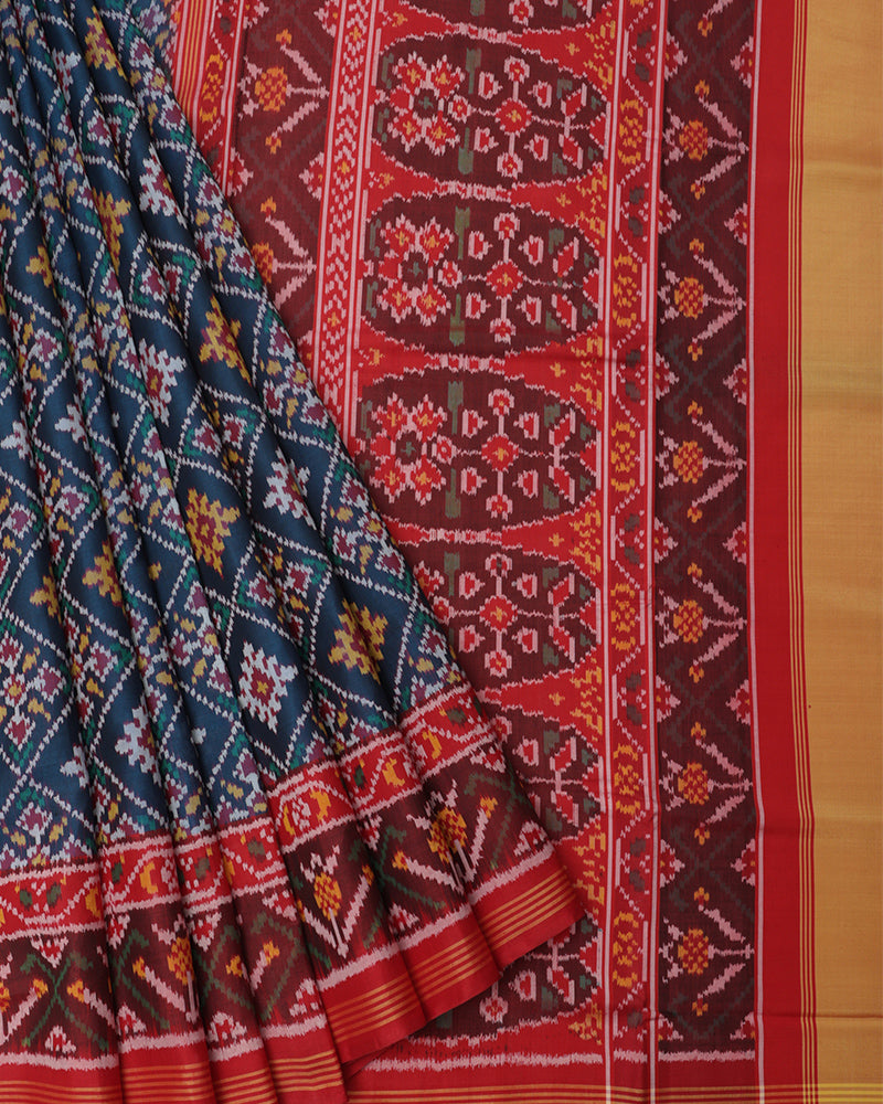 Blue Ikkat Silk - PattuCheeralu