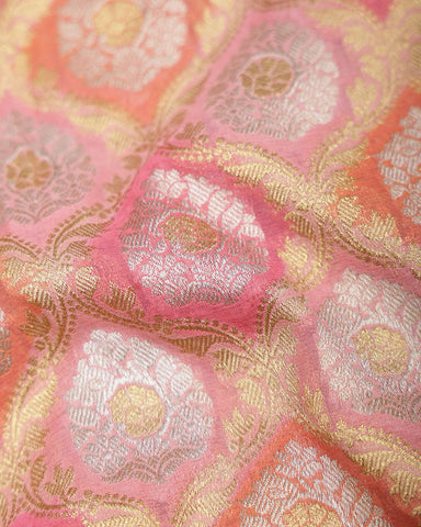 Pink Banarasi Georgette Silk Saree - PattuCheeralu