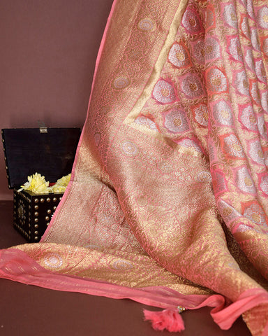Pink Banarasi Georgette Silk Saree - PattuCheeralu