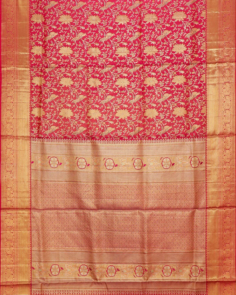 The Red Kanjivaram tissue saree - PattuCheeralu