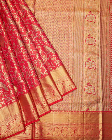 The Red Kanjivaram tissue saree - PattuCheeralu