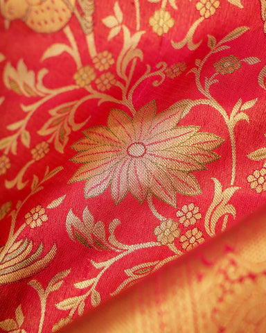 The Red Kanjivaram tissue saree - PattuCheeralu