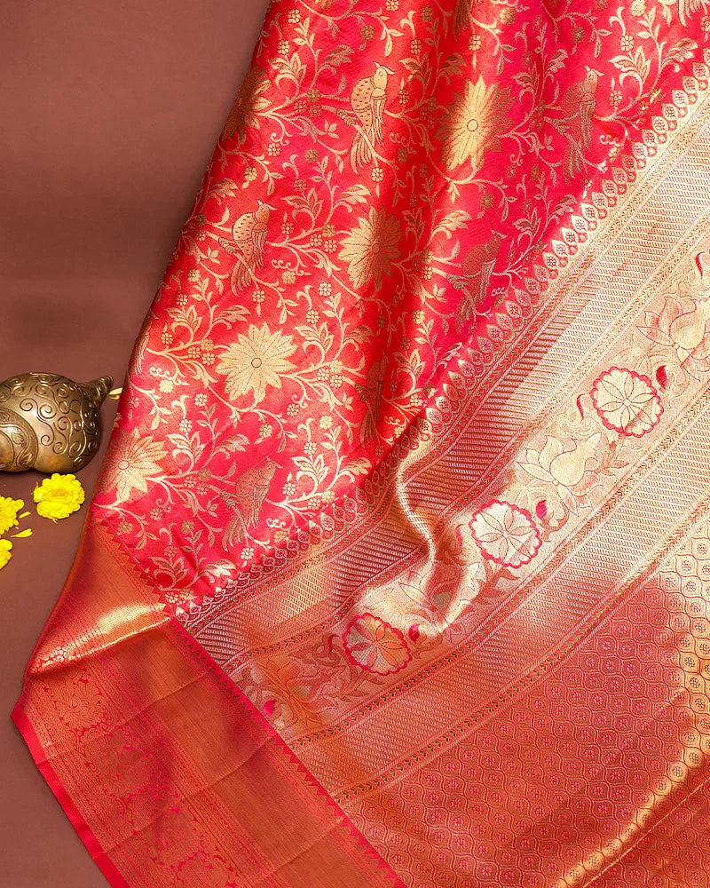 The Red Kanjivaram tissue saree - PattuCheeralu