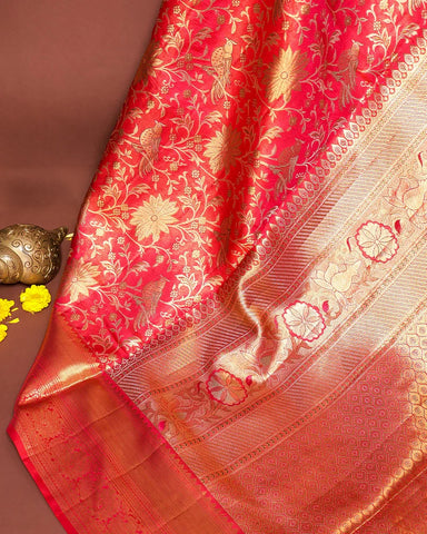 The Red Kanjivaram tissue saree - PattuCheeralu