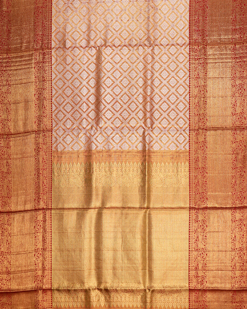 The onion pink tissue Kanjivaram silk saree (Copy) - PattuCheeralu