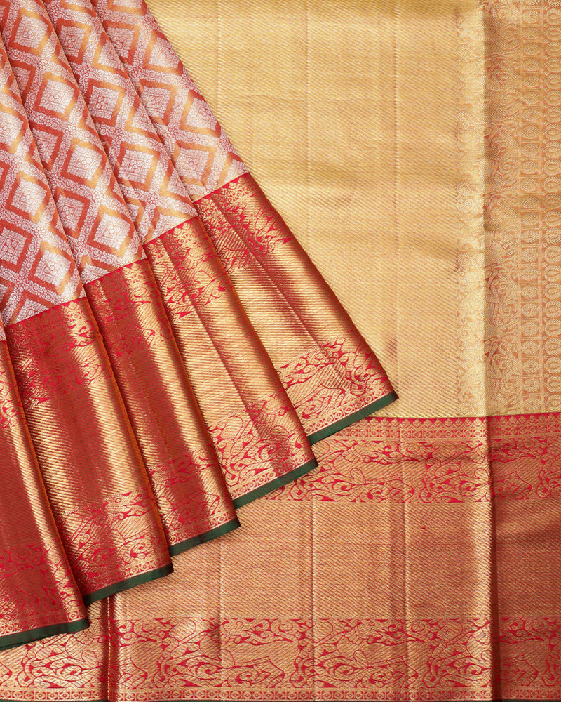 The onion pink tissue Kanjivaram silk saree (Copy) - PattuCheeralu