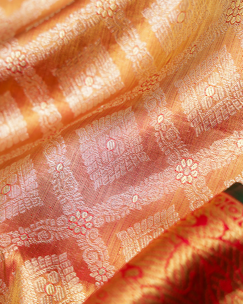 The onion pink tissue Kanjivaram silk saree (Copy) - PattuCheeralu