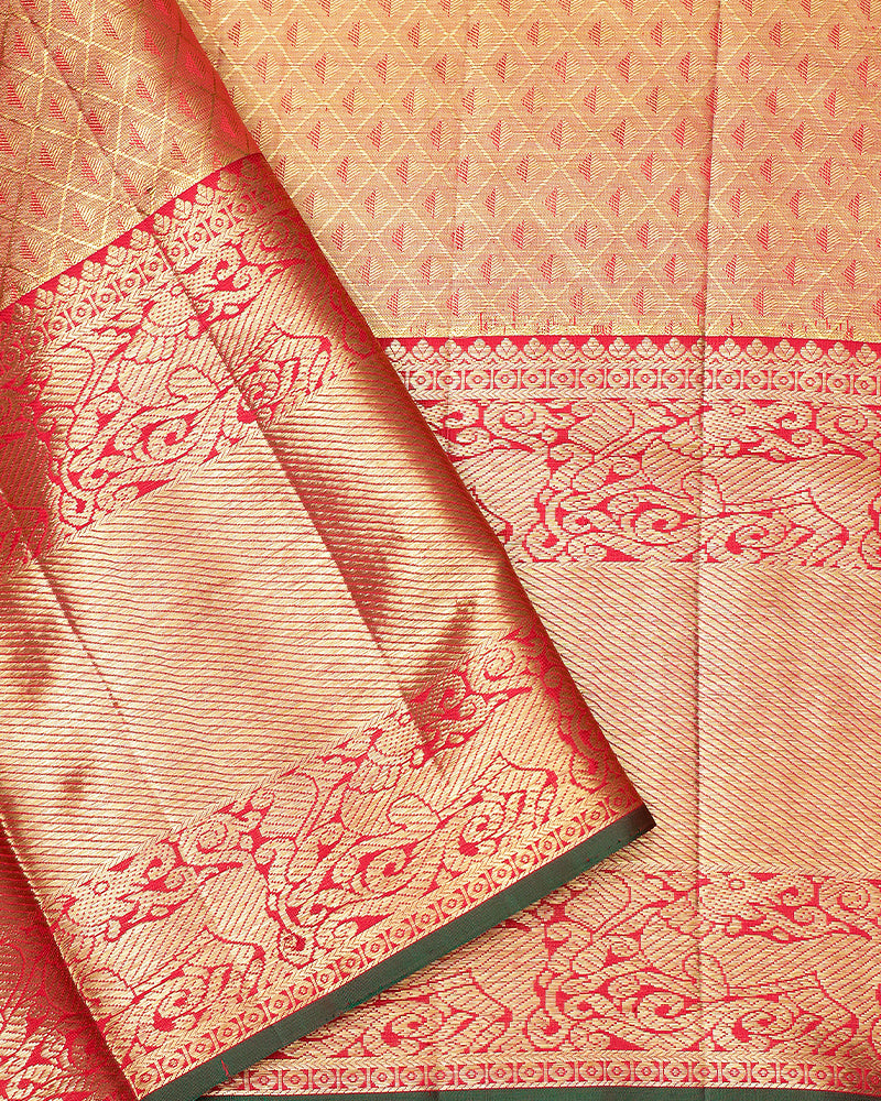 The onion pink tissue Kanjivaram silk saree (Copy) - PattuCheeralu
