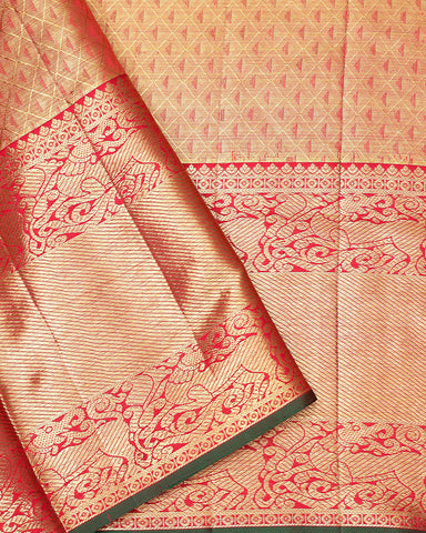 The onion pink tissue Kanjivaram silk saree (Copy) - PattuCheeralu