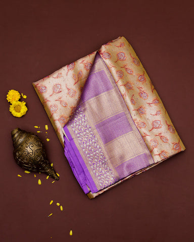 Gold tissue Kanjivaram bridal saree - PattuCheeralu