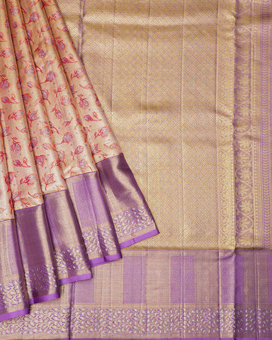 Gold tissue Kanjivaram bridal saree - PattuCheeralu
