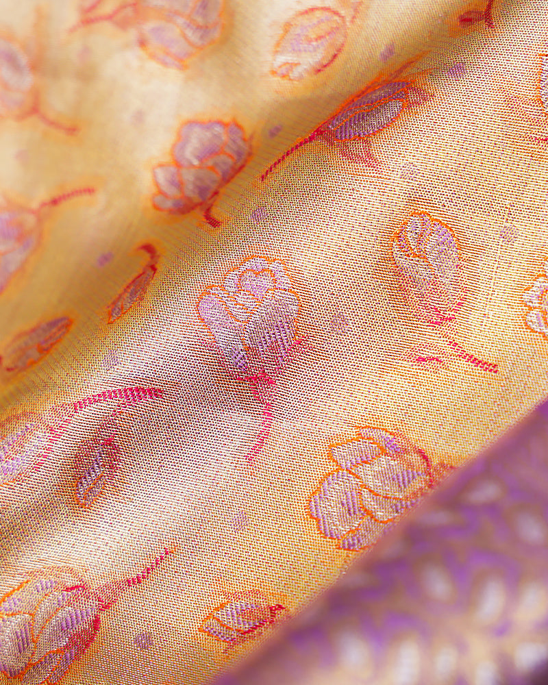 Gold tissue Kanjivaram bridal saree - PattuCheeralu