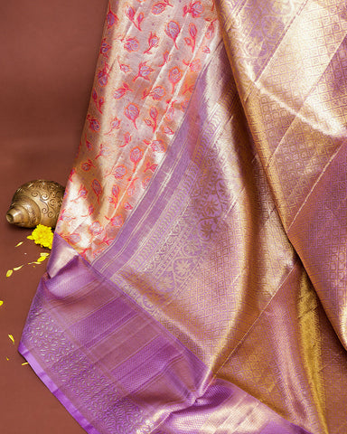 Gold tissue Kanjivaram bridal saree - PattuCheeralu