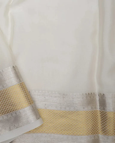 Off White Mysore Silk Saree - PattuCheeralu