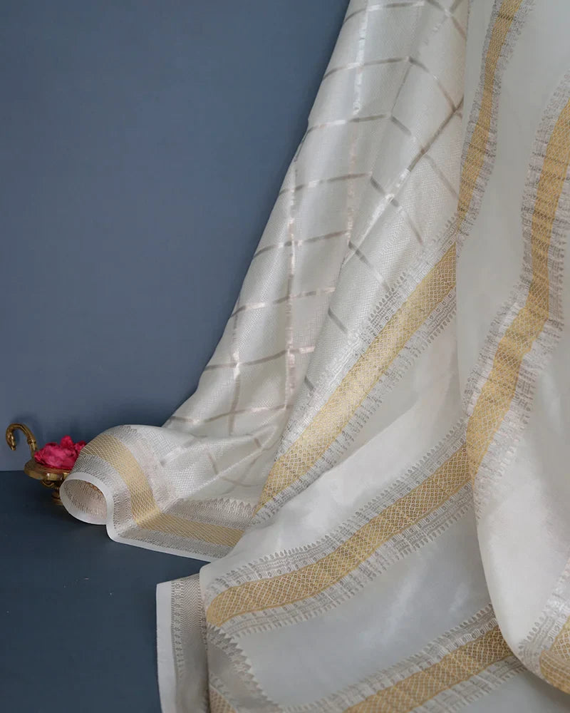 Off White Mysore Silk Saree - PattuCheeralu