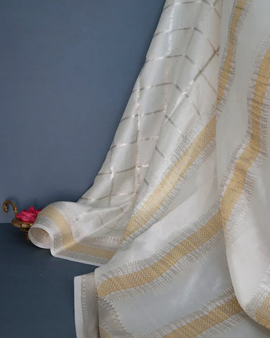 Off White Mysore Silk Saree - PattuCheeralu