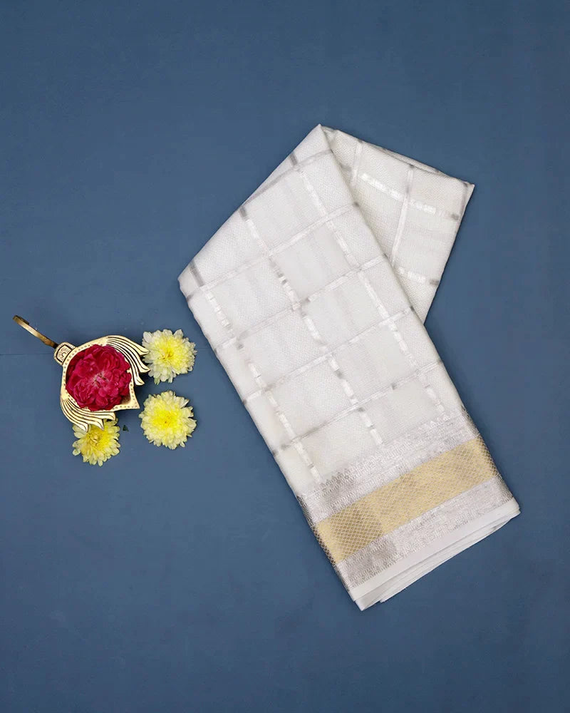 Off White Mysore Silk Saree - PattuCheeralu