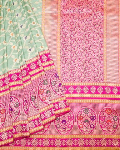 Sea blue katan banarasi silk saree - PattuCheeralu