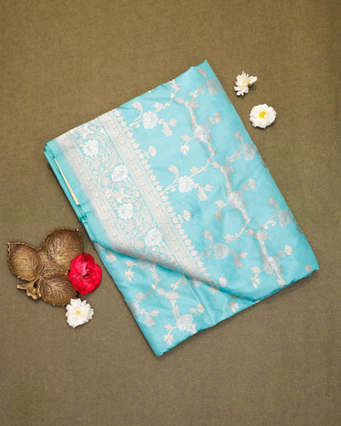 Blue katan banarasi silk saree - PattuCheeralu