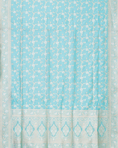 Blue katan banarasi silk saree - PattuCheeralu
