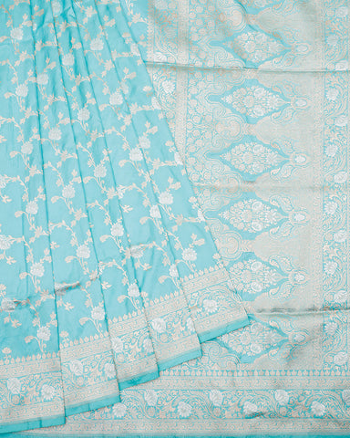 Blue katan banarasi silk saree - PattuCheeralu