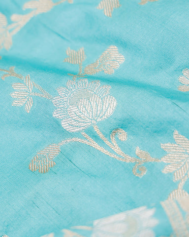 Blue katan banarasi silk saree - PattuCheeralu