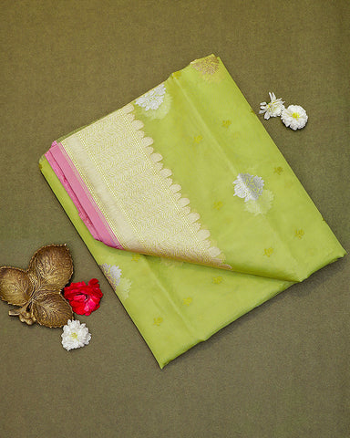 Pista green kora banarasi saree - PattuCheeralu