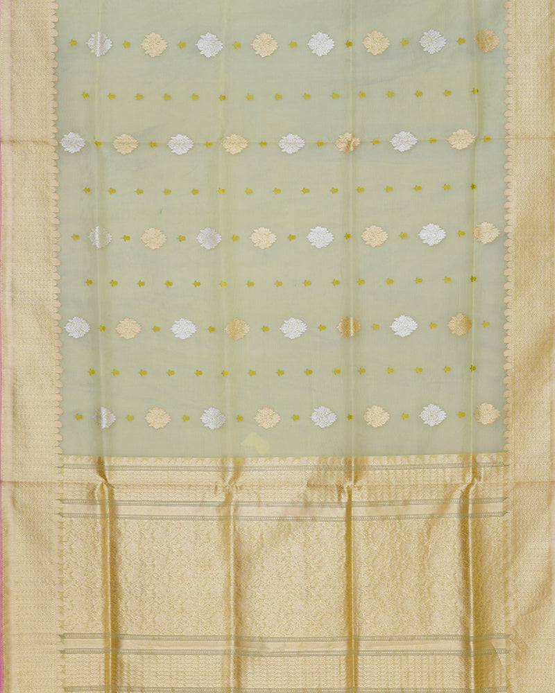 Pista green kora banarasi saree - PattuCheeralu