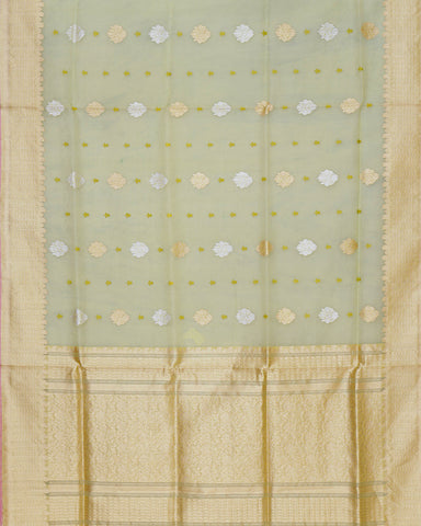 Pista green kora banarasi saree - PattuCheeralu