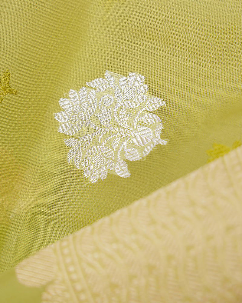 Pista green kora banarasi saree - PattuCheeralu
