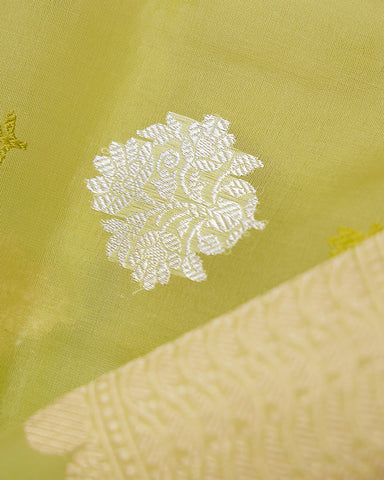 Pista green kora banarasi saree - PattuCheeralu