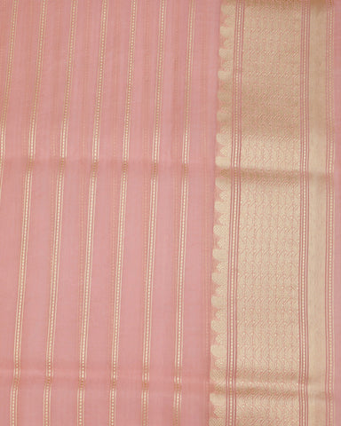 Onion Pink Kora Banarasi Silk Saree - PattuCheeralu