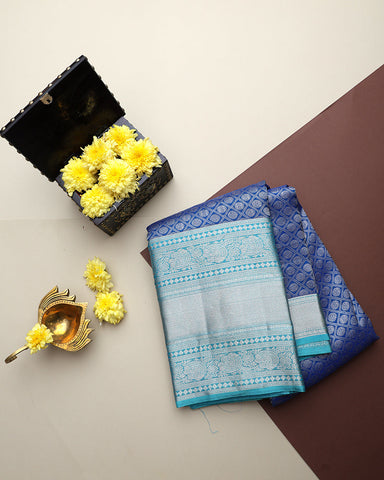 Navy Blue Kanjivaram Silk Saree - PattuCheeralu