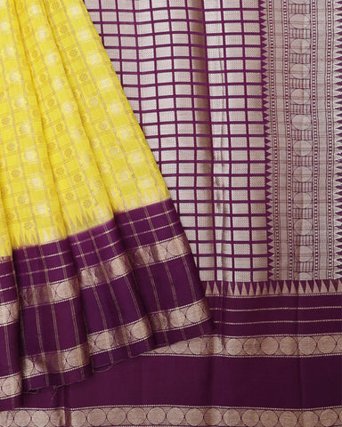 Resplendent Yellow Katan Banarasi Silk Saree - PattuCheeralu
