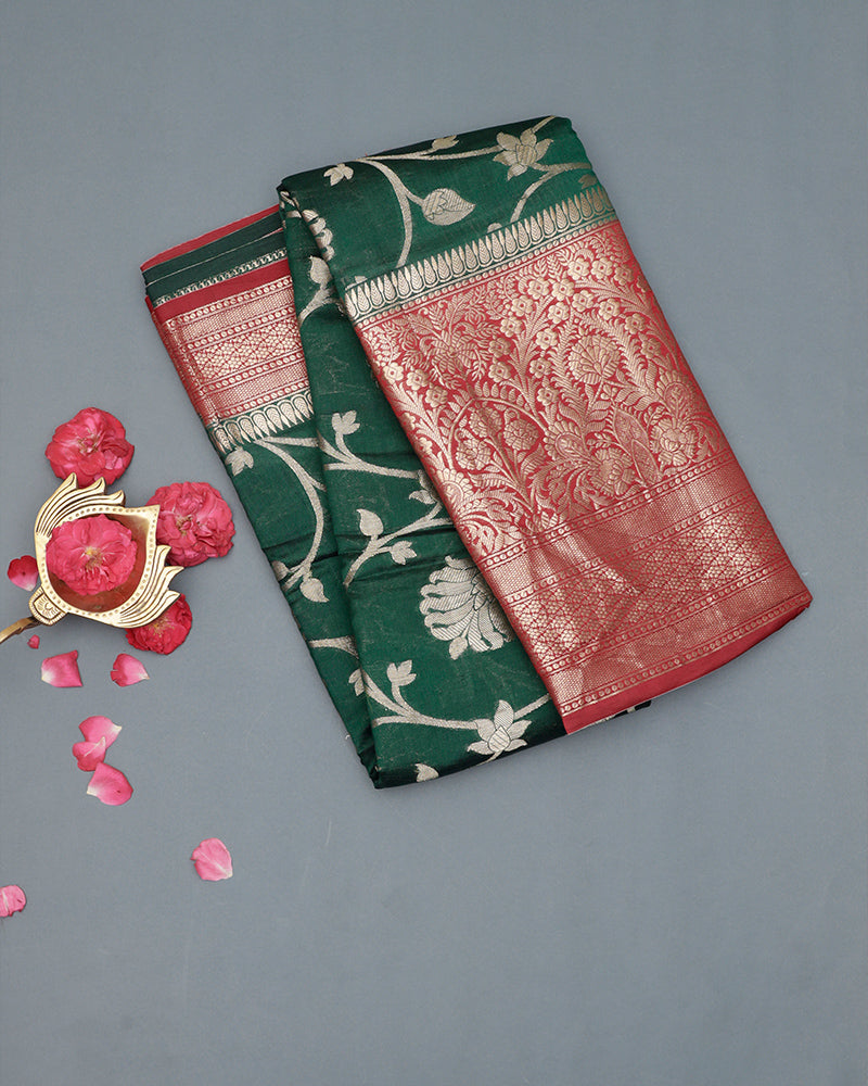 Green fancy silk saree - PattuCheeralu