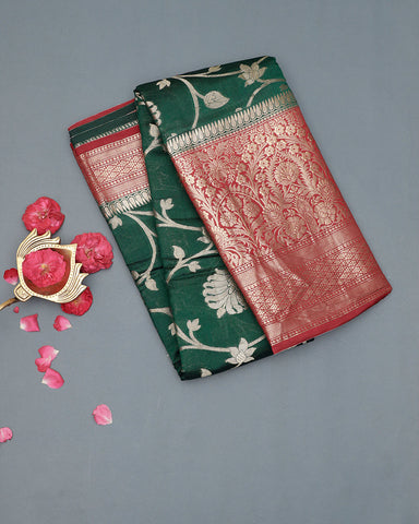 Green fancy silk saree - PattuCheeralu