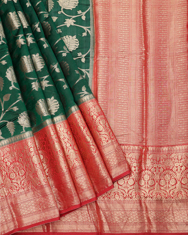 Green fancy silk saree - PattuCheeralu